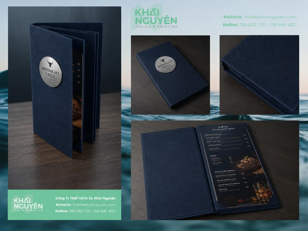 In Menu Vải TPHCM – Nhẹ, Bền, Sang Trọng – Xu Hướng 2026 38 Làm menu vải linen chuyên nghiệp với màu xanh đậm