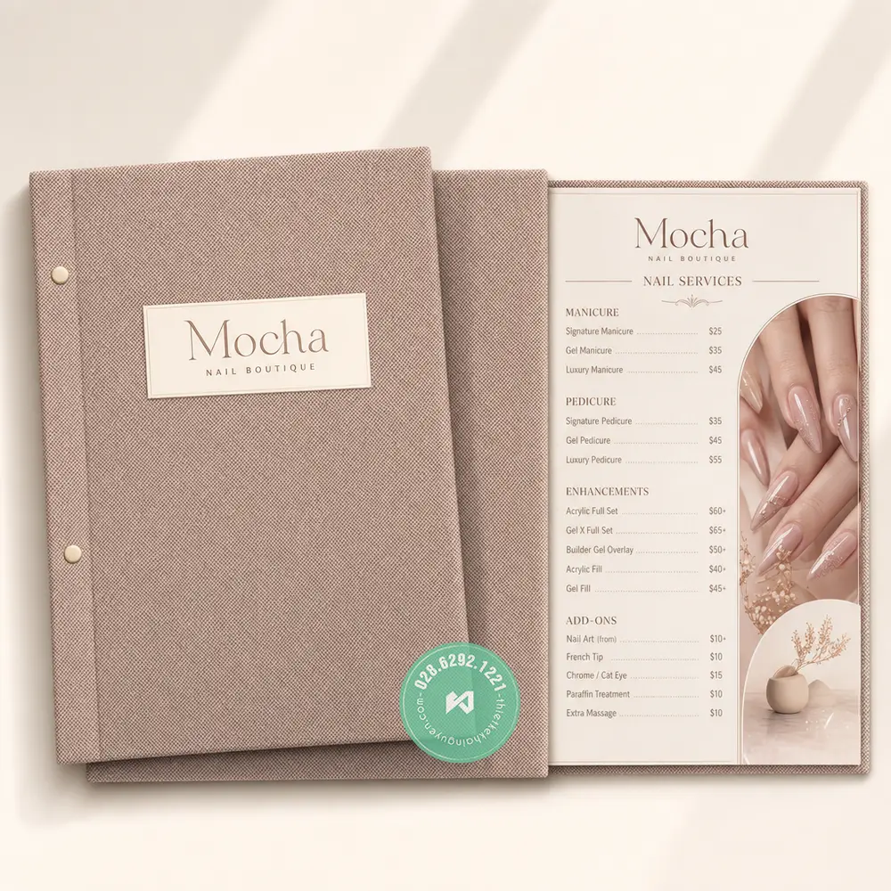In Menu Vải TPHCM – Nhẹ, Bền, Sang Trọng – Xu Hướng 2026 36 Báo giá in menu vải giá sỉ