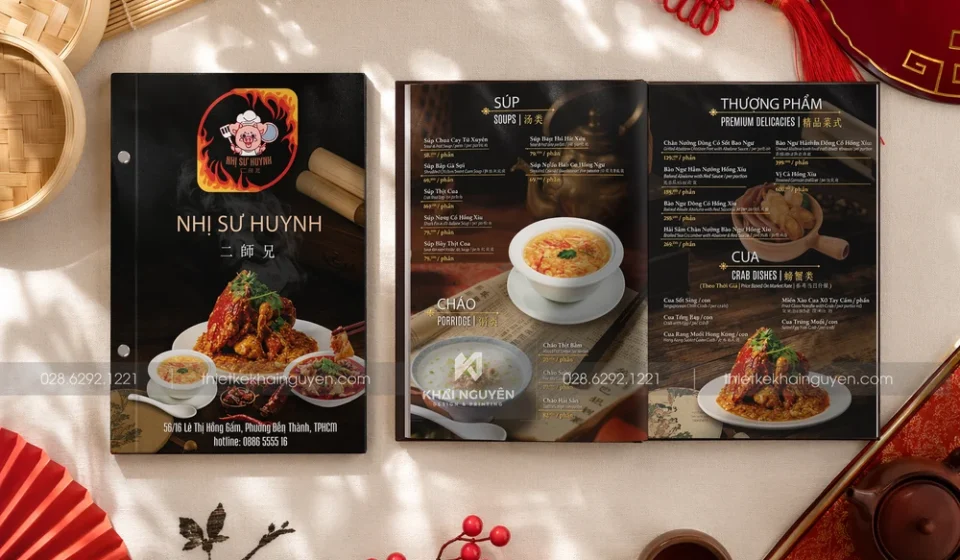 Dự Án Thiết Kế In Menu Nhà Hàng Nhị Sư Huynh
