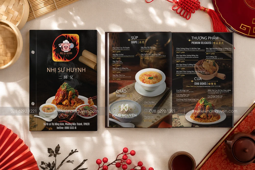 Dự Án Thiết Kế In Menu Nhà Hàng Nhị Sư Huynh - Nhà Hàng Chuyên Món Trung Hoa 1 Dự Án Thiết Kế In Menu Nhà Hàng Nhị Sư Huynh