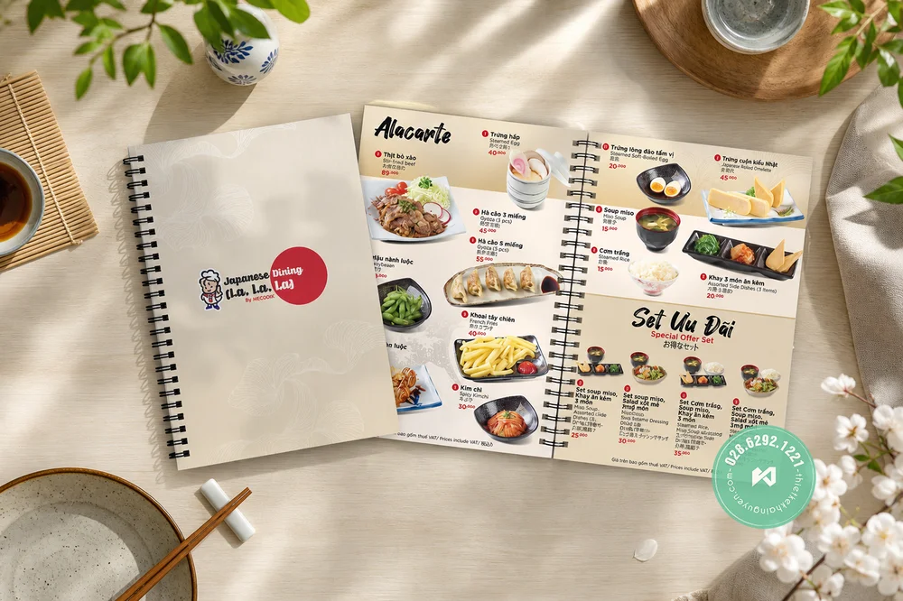 Mẫu Thiết Kế Menu Nhà Hàng Nhật Lalala | Dự Án Thiết Kế Menu Đẹp Tại TPHCM 4 Menu Alacarte - In menu nhựa PVC chống nước cho nhà hàng Nhật