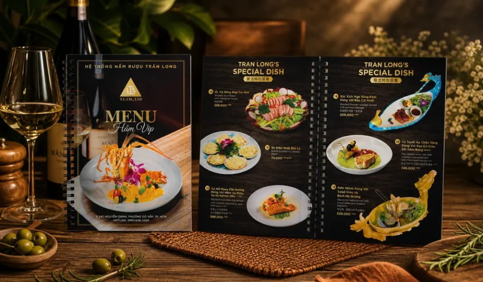 Thiết Kế Menu Đa Ngôn Ngữ Cho Nhà Hàng Hải Sản 2026