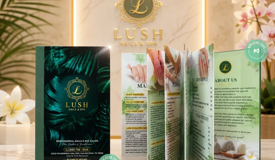 Chất liệu in menu mica cho tiệm nails