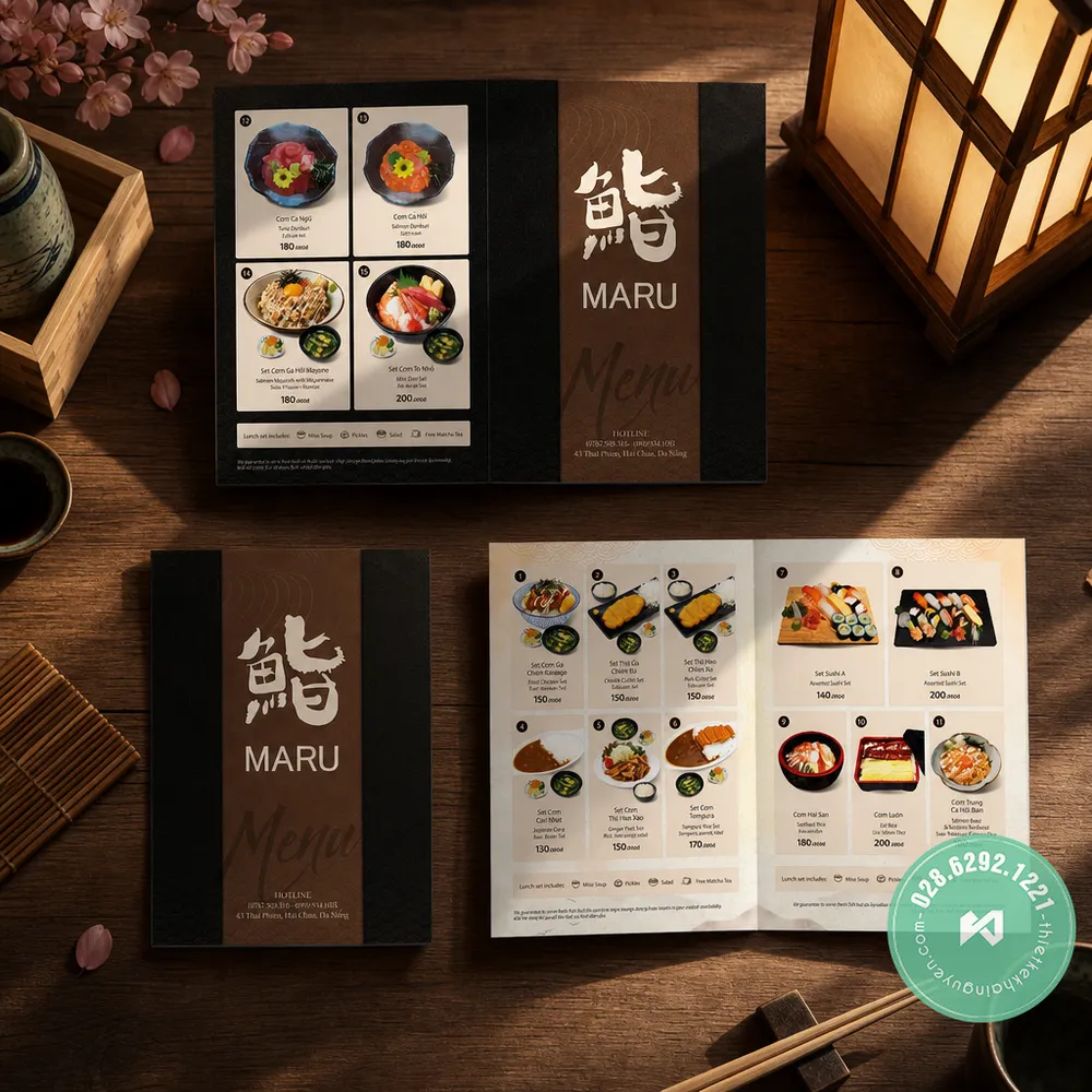 Thiết Kế Menu Đa Ngôn Ngữ Cho Nhà Hàng 2026 | Khải Nguyên 25 Thiết kế menu nhà hàng Nhật dạng gập đôi
