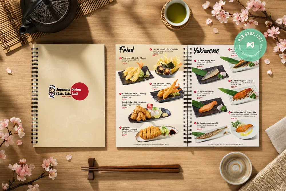 Mẫu Thiết Kế Menu Nhà Hàng Nhật Lalala | Dự Án Thiết Kế Menu Đẹp Tại TPHCM 2 Thiết kế bìa menu nhà hàng Nhật tối giản