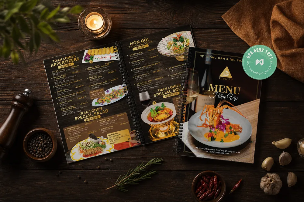 Thiết Kế Menu Đa Ngôn Ngữ Cho Nhà Hàng 2026 | Khải Nguyên 6 Mẫu thiết kế menu đa ngôn ngữ cho nhà hàng Hải Sản - Việt Anh Trung
