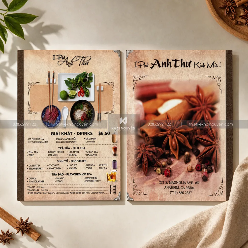 Menu Nhựa Gáy Viền Da Đặc Biệt - Giải Pháp Menu Bền Đẹp Cho Nhà Hàng, Quán Ăn 4 Menu Nhựa Gáy Viền Da Đặc Biệt - Giải Pháp Menu Bền Đẹp Cho Quán Phở, Quán Ăn
