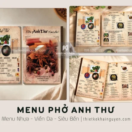 Menu Nhựa Gáy Viền Da Đặc Biệt – Giải Pháp Menu Bền Đẹp Cho Nhà Hàng, Quán Ăn Menu Gáy Da Bền Chắc - Không Lo Rách, Gãy