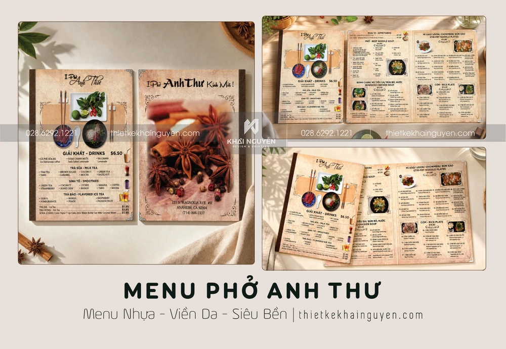 Menu Nhựa Gáy Viền Da Đặc Biệt - Giải Pháp Menu Bền Đẹp Cho Nhà Hàng, Quán Ăn 2 Menu Gáy Da Bền Chắc - Không Lo Rách, Gãy