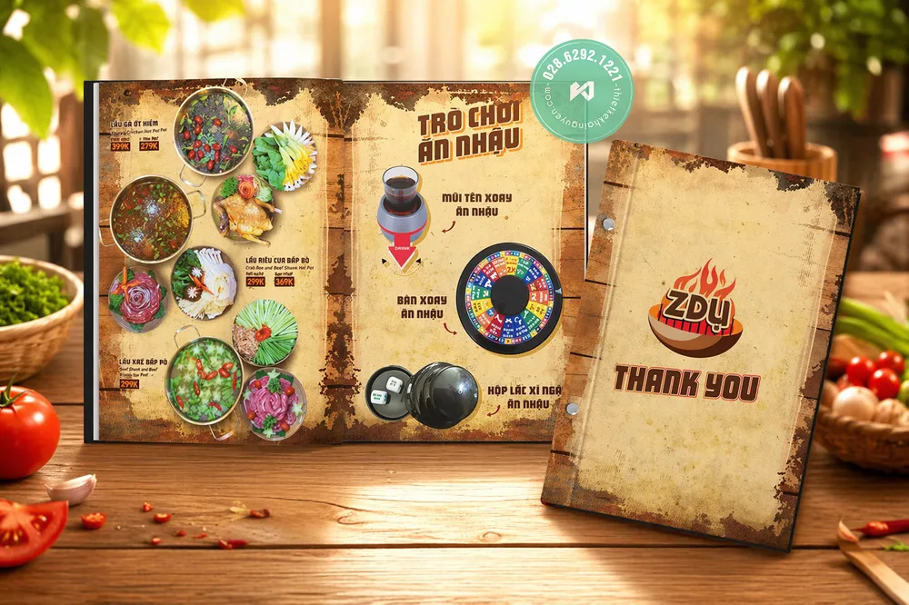 Thiết Kế Menu Đa Ngôn Ngữ Cho Nhà Hàng 2026 | Khải Nguyên 15 In thực đơn quán lẩu nướng đặc biệt