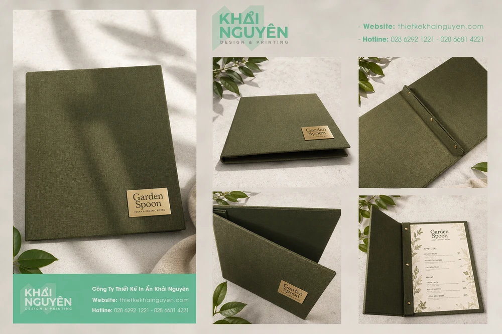 In Menu Vải TPHCM – Nhẹ, Bền, Sang Trọng – Xu Hướng 2026 21 Thiết kế in menu vải kèm logo inox
