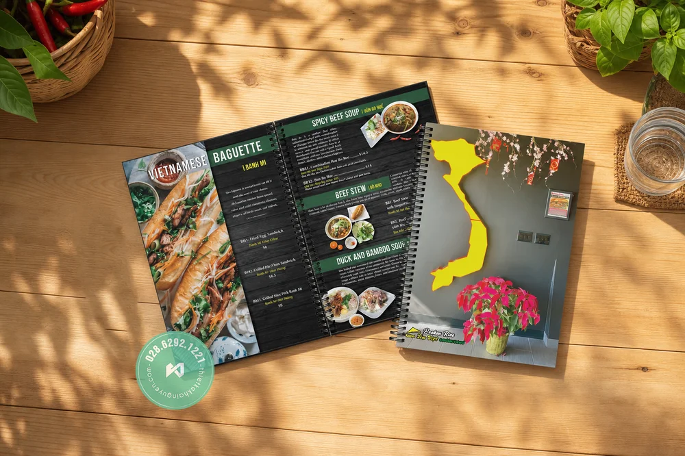 Thiết Kế Menu Đa Ngôn Ngữ Cho Nhà Hàng 2026 | Khải Nguyên 11 Broken Rice – Cơm Tấm Việt - Menu song ngữ Anh Việt
