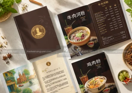 Thiết Kế Menu Phở Master Y | Dự Án Menu Song Ngữ Hoa Việt Tại TPHCM
