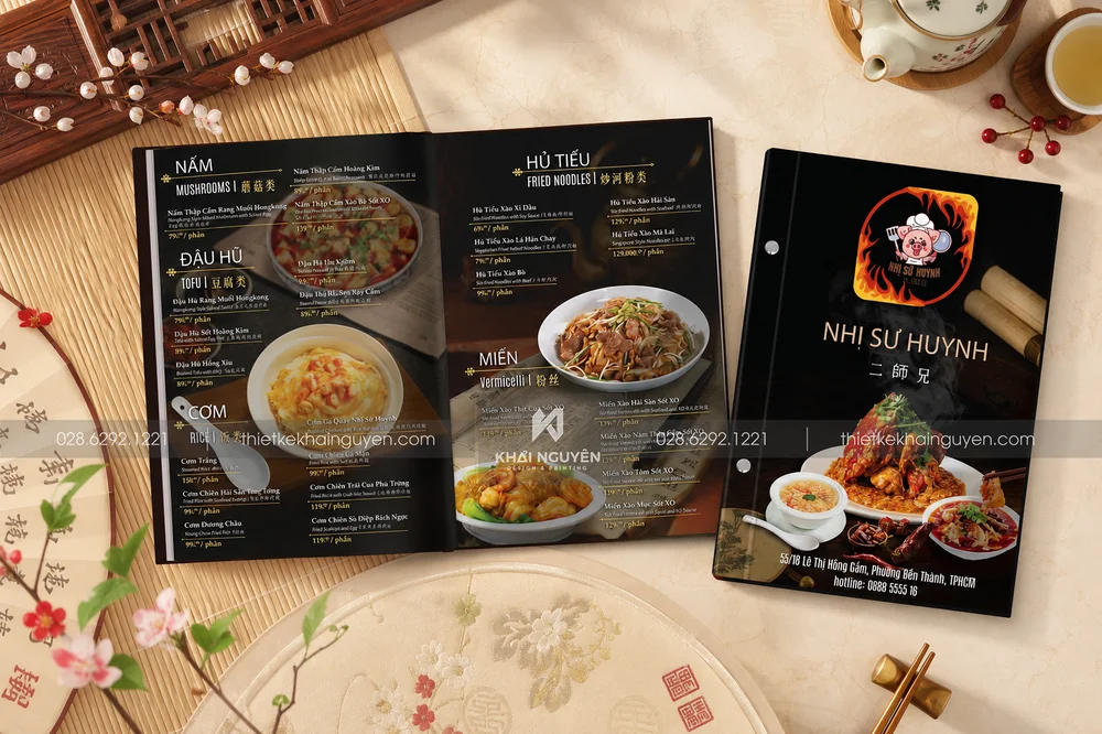 Dự Án Thiết Kế In Menu Nhà Hàng Nhị Sư Huynh - Nhà Hàng Chuyên Món Trung Hoa 2 Phân tích thiết kế layout menu món Trung Hoa - Nhị Sư Huynh