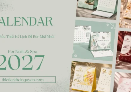 Thiết kế in lịch để bàn 2027 cho tiệm nails spa