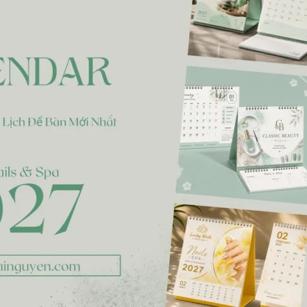 Thiết kế in lịch để bàn 2027 cho tiệm nails spa