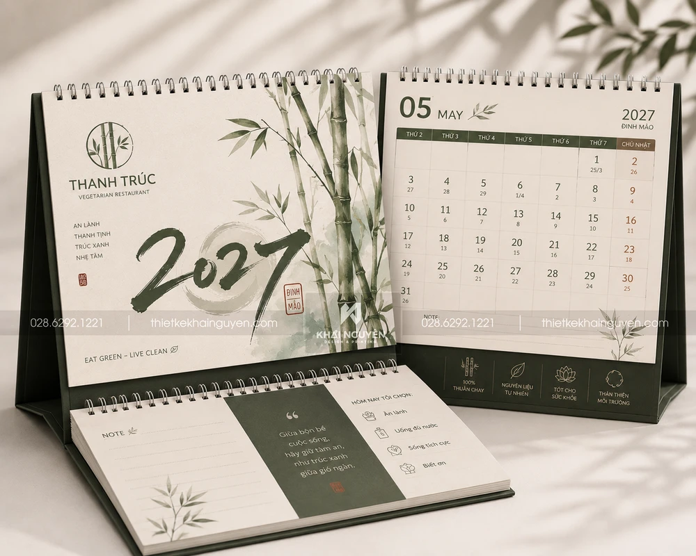 Mẫu In Lịch Tết 2027 Số Lượng Ít, Nhanh Gọn, Giao Tận Nơi 22 Thiết kế lịch để bàn cho nhà hàng kèm note ghi chú tiện lợi
