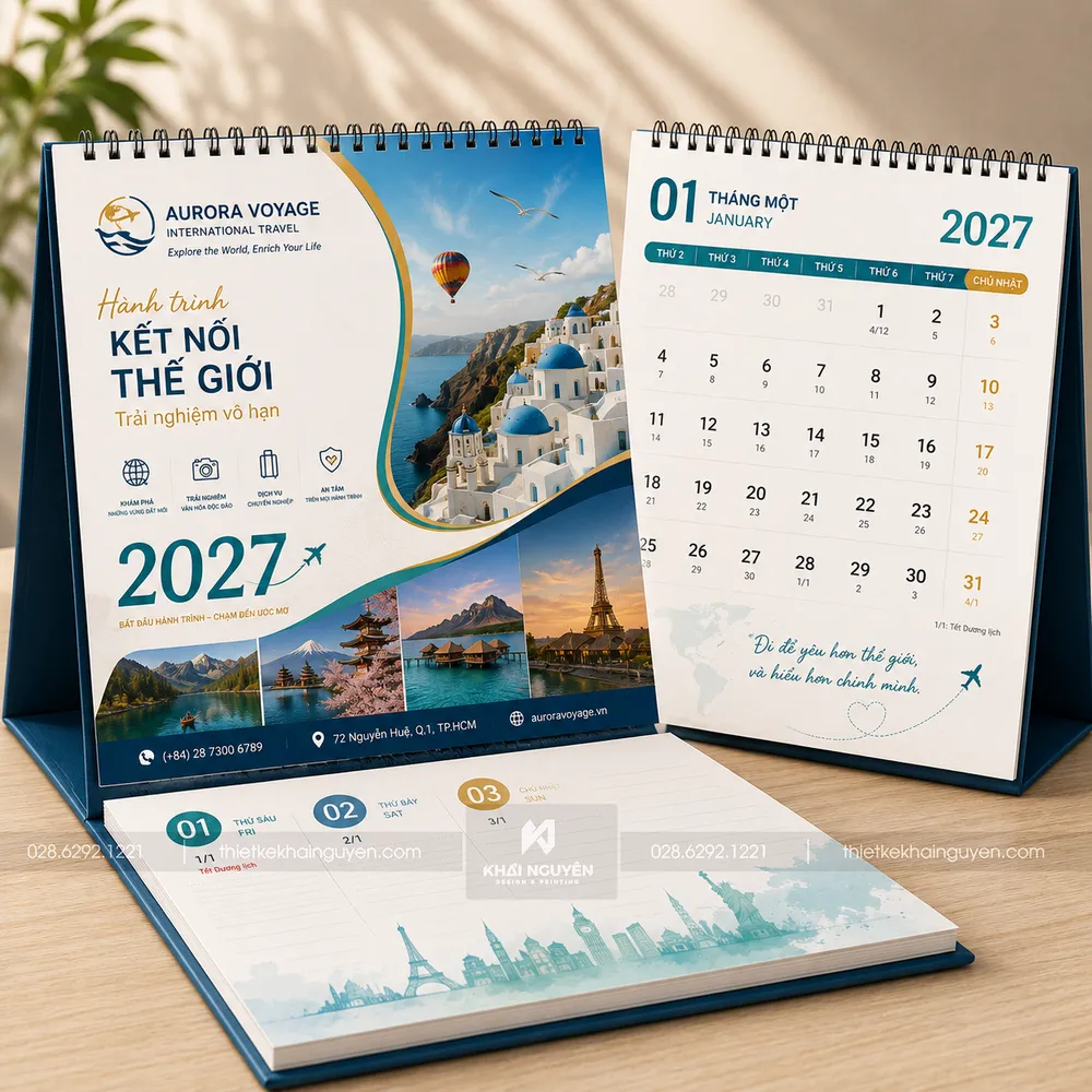 Mẫu In Lịch Tết 2027 Số Lượng Ít, Nhanh Gọn, Giao Tận Nơi 10 In ấn lịch để bàn công ty du lịch số lượng ít