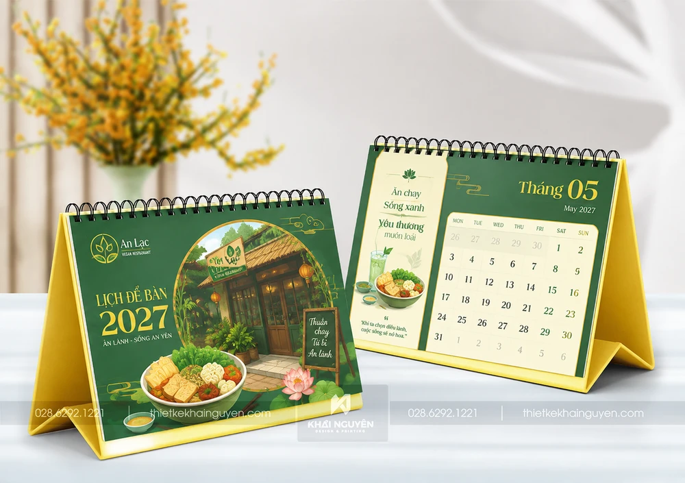Mẫu In Lịch Tết 2027 Số Lượng Ít, Nhanh Gọn, Giao Tận Nơi 4 Mẫu lịch để bàn nhà hàng kích thước chuẩn: 15x20cm