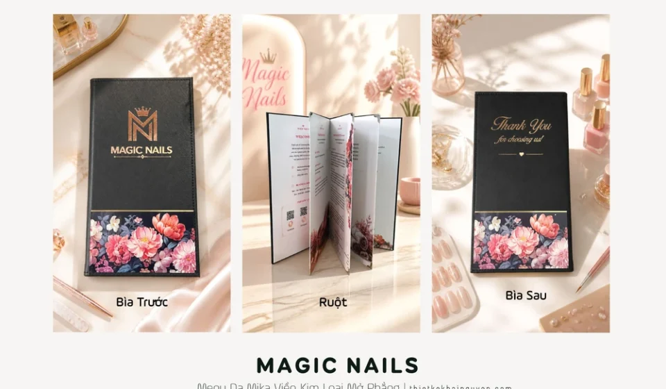 Mẫu Menu Nail Magic Nail Thực Tế - Menu da Mica Ép Kim