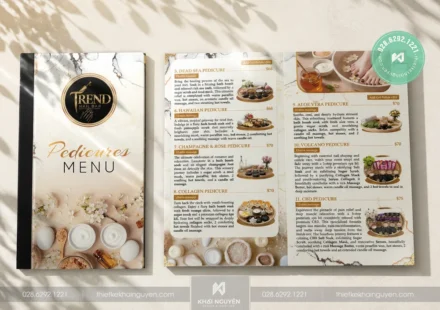 Dự án thiết kế và in menu mica trend nail bar tại Mỹ
