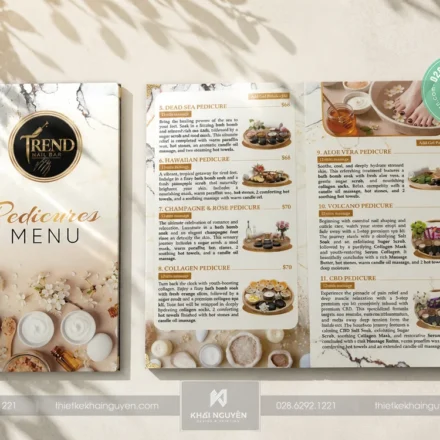 Dự Án Menu Mica Trend Nail Bar Đẳng Cấp tại Norfolk, Mỹ Dự án thiết kế và in menu mica trend nail bar tại Mỹ