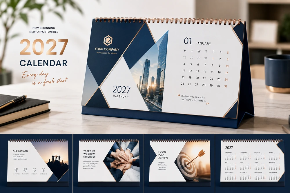 Mẫu In Lịch Tết 2027 Số Lượng Ít, Nhanh Gọn, Giao Tận Nơi 13 Template Calendar 2027 - Mẫu lịch để bàn công ty