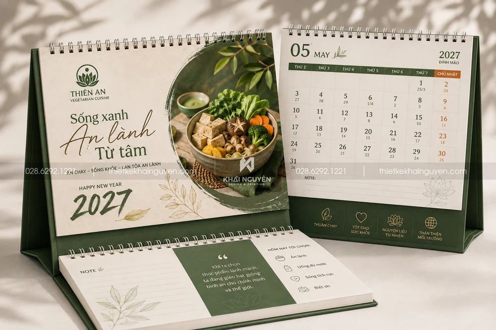 Mẫu In Lịch Tết 2027 Số Lượng Ít, Nhanh Gọn, Giao Tận Nơi 9 thiet ke lich de ban nha hang chay 2027