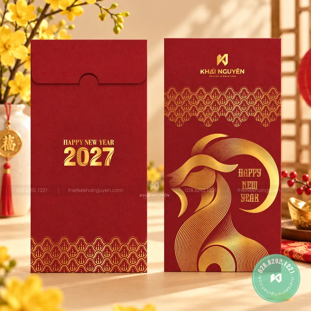 In Bao Lì Xì 2027 Từ 50 Cái, Mẫu Mới Tết Đinh Mùi 29 In bao lì xì 2027 giấy đỏ ép kim vàng full vô cùng ấn tượng