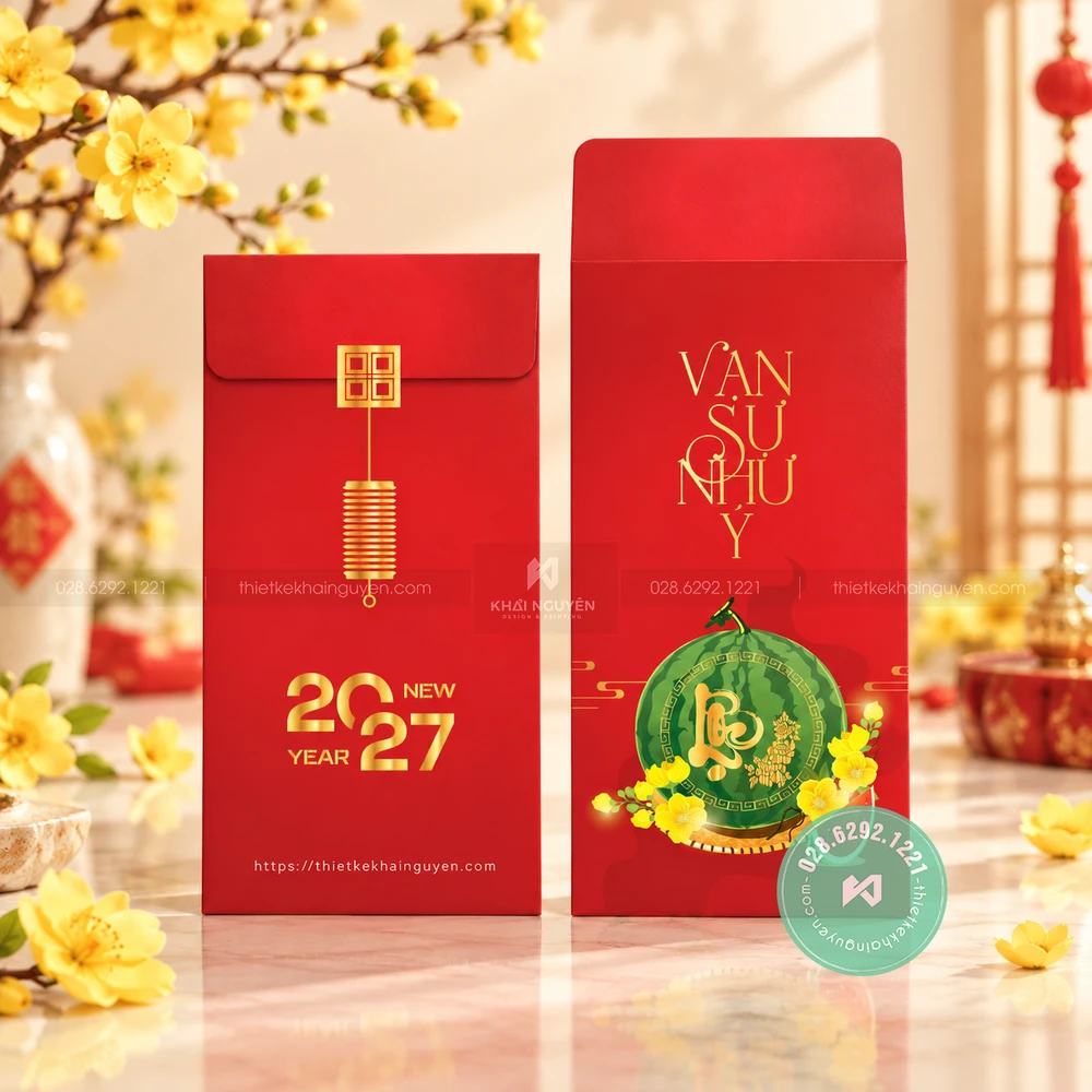 Mẫu Bao Lì Xì Màu Đỏ 2027 Cho Xuân Đinh Mùi May Mắn 18 In bao lì xì tết 2027 màu đỏ may mắn