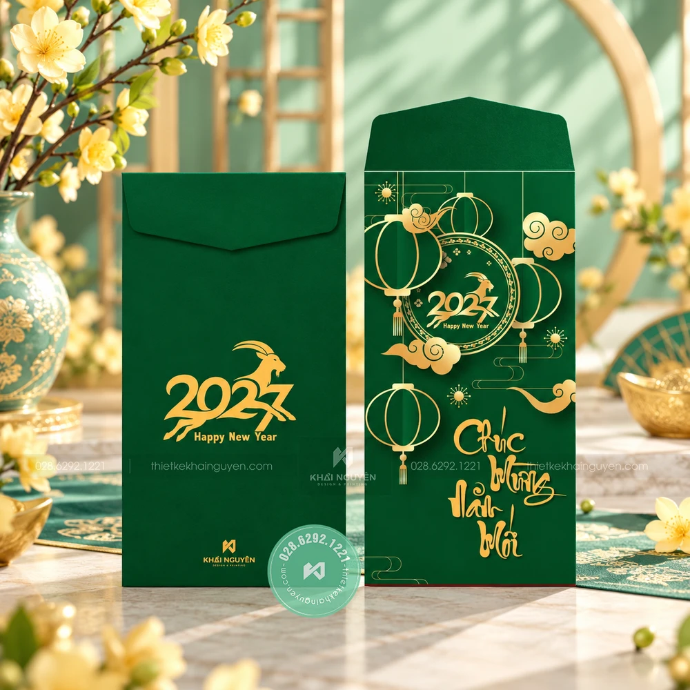 In Bao Lì Xì 2027 Từ 50 Cái, Mẫu Mới Tết Đinh Mùi 18 Mẫu lì xì Tết màu xanh - Mẫu mới 2027