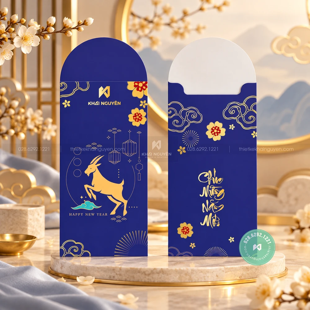 In Bao Lì Xì 2027 Từ 50 Cái, Mẫu Mới Tết Đinh Mùi 7 Mẫu lì xì mới 2027 - màu xanh dương