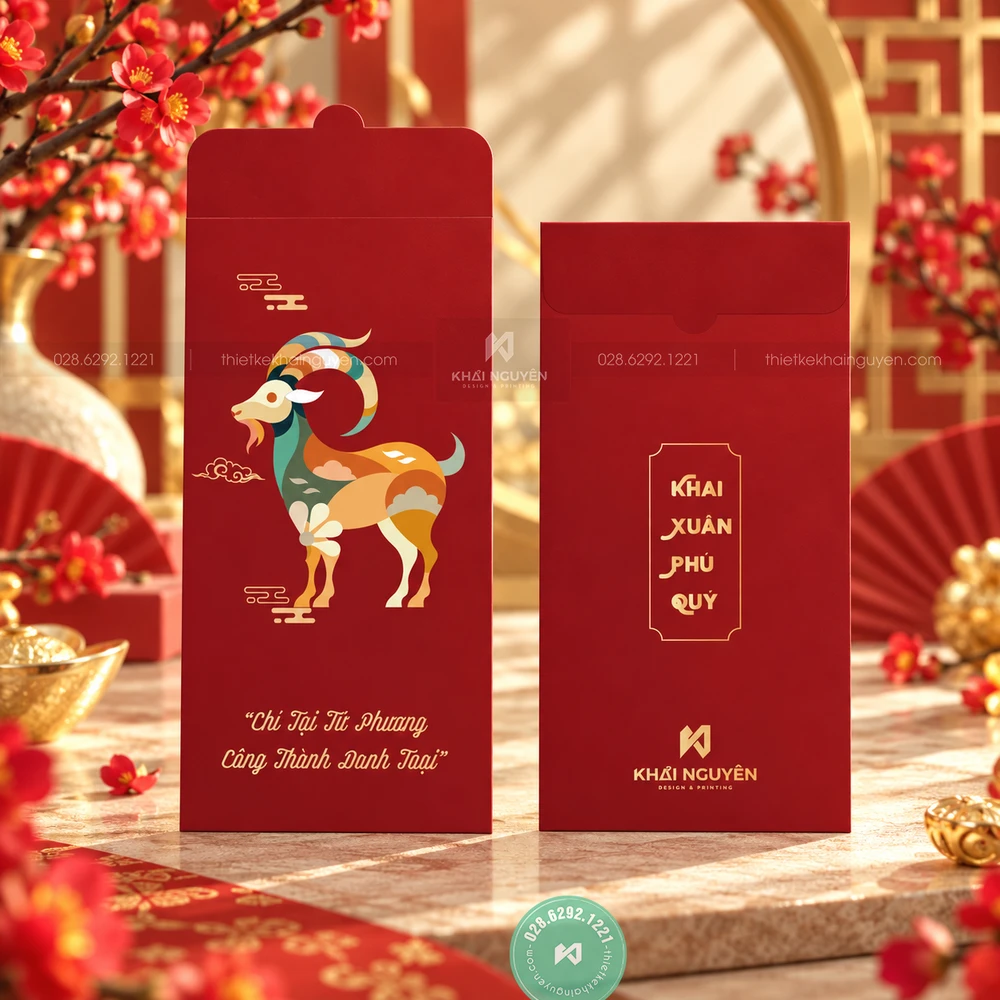Mẫu Bao Lì Xì Màu Đỏ 2027 Cho Xuân Đinh Mùi May Mắn 15 Bao lì xì in số lượng lớn, giao hàng tận nơi tphcm